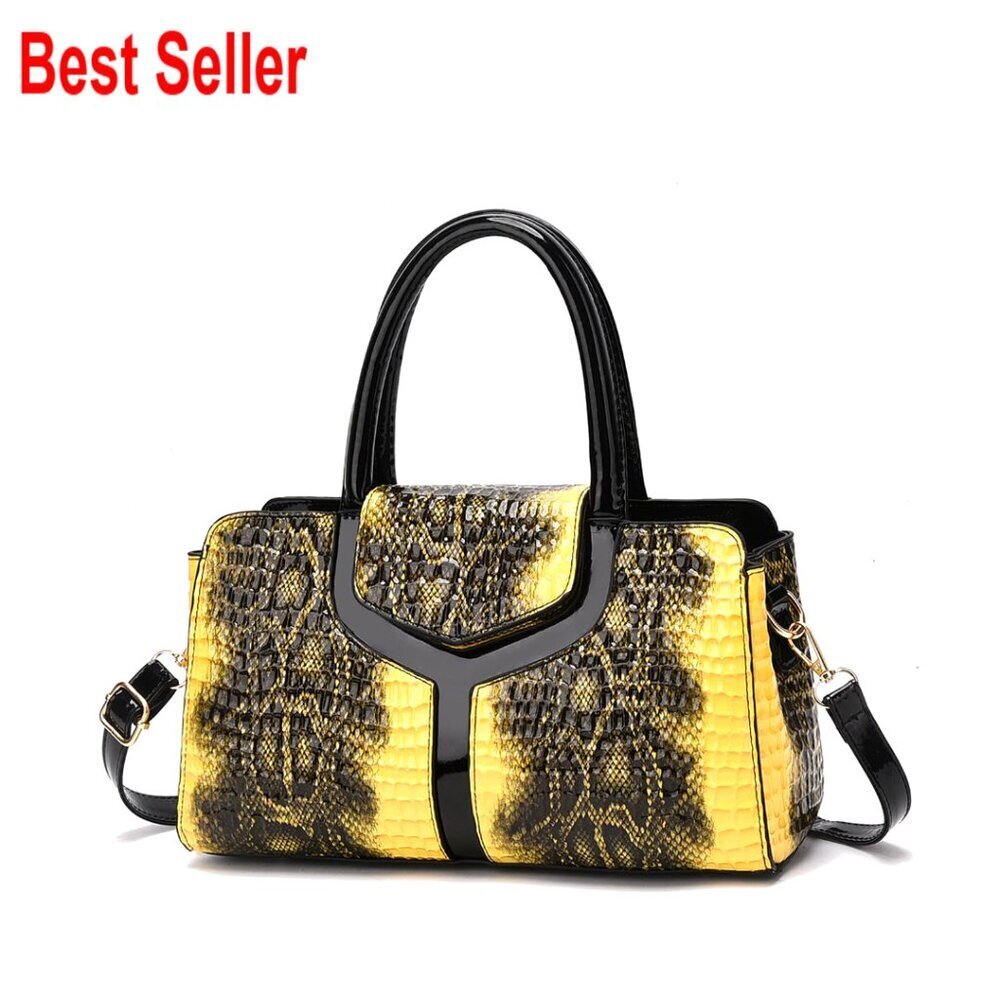 Top Handle Satchel Bag Shoulder Crossbody Purse Retro Crocodile Pattern Faux
